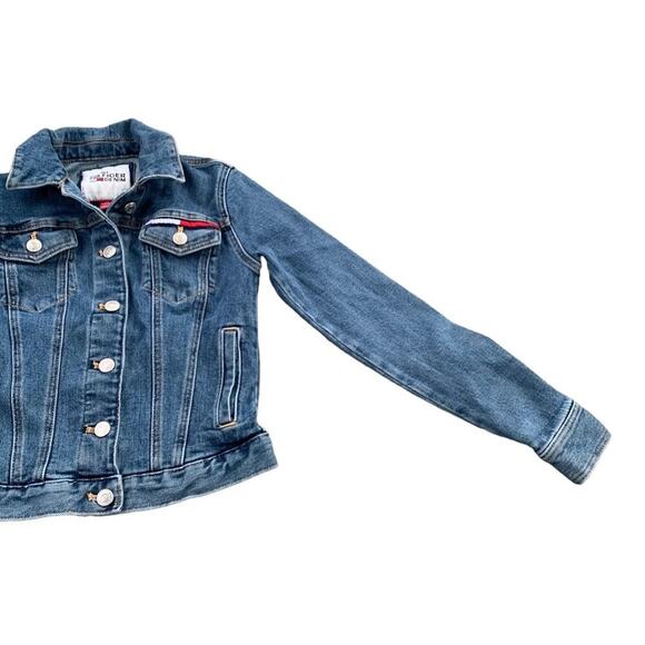 Tommy Hilfiger SPELLOUT Logo Denim Jean Jacket Button Up Classic Streetwear XXS - Picture 6 of 16